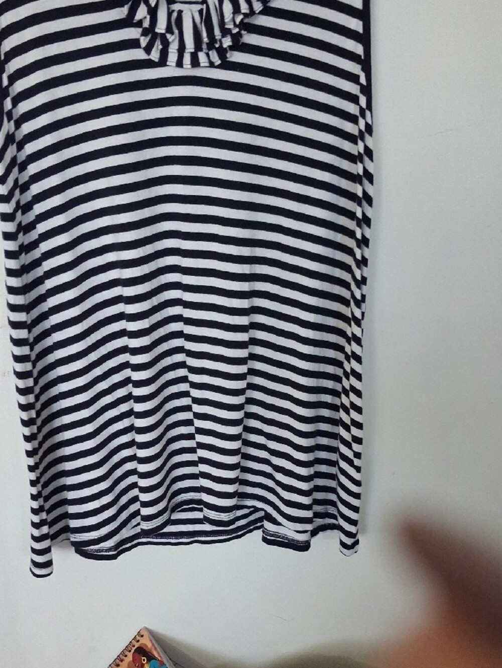 crown & ivy Black and White Striped Ruffle V-Neck Tank Top - Picture 4 of 5